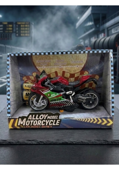 1:12 Ölçek Alloy Model Metal Motorsiklet Sesli Ve Işıklı Yarış Canavarı Oyuncak Motor Kırmızı Kırmızı