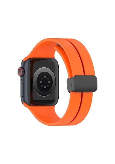 Forzacase Apple Uyumlu  Watch 8 45 Mm İçin Manyetik Tokalı 22mm Silikon Kordon Kayış - Fc272 Turuncu