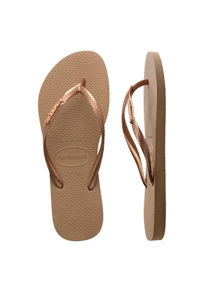 Havaianas Slım Logo Metallıc Parmak Arası Terlik 4119875 4119875 3581 Pembe Altın