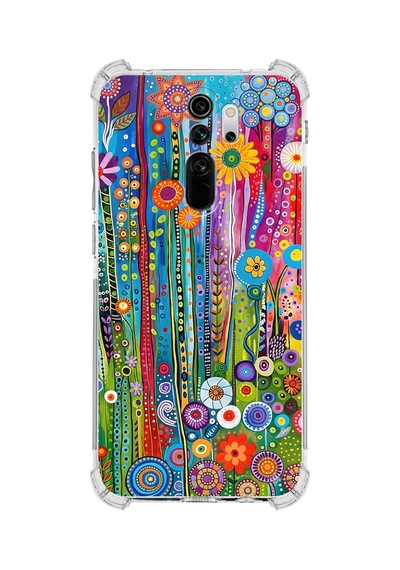 Printify Redmi Note 8 Pro İle Uyumlu Düşlerin Dansı Serisi Folklorik Bahçe Tasarımlı Uv Baskılı Köşe Korumalı Antişok Kılıf Şeffaf