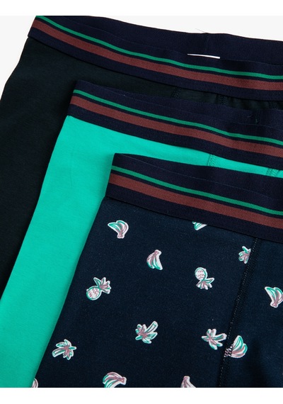 Koton 3'lü Boxer Seti Meyve Baskılı Pamuklu Lacivert Desenli 3slm90037mk Lacivert Desenli