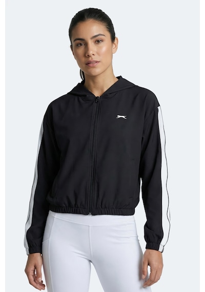 Slazenger Razzle Kadın Fermuarlı Kapüşonlu Cepli Siyah Sweatshırt Siyah