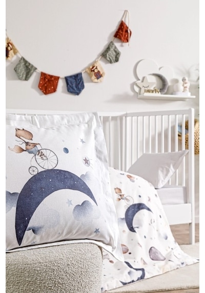 Özdilek Cute Space Pamuk Bebek Nevresim Takımı Beyaz
