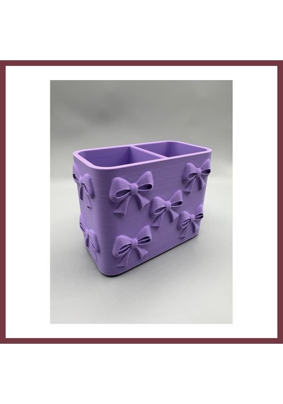 Storeşahin 3d Baskı Fiyonk Desenli Bölmeli Kalemlik - Masaüstü Organizer - Mor Shn0720