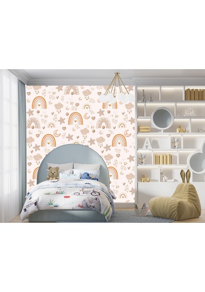 Gökkuşağı Ay Yıldız Desen Çocuk Odası Poster Duvar Kağıdı