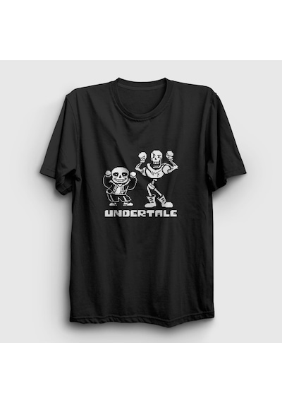 Presmono Unisex Sans Papyrus Undertale T-shirt Siyah