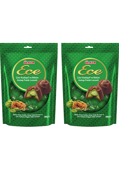 Ülker Ece İkramlık Çıtır Kadayıf Ve Bütün Antep Fıstıklı Çikolata 300 Gr X 2 Adet
