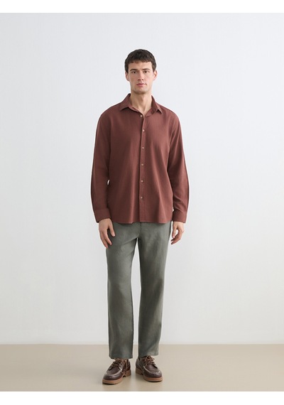 Lcw Vision Kahverengi Regular Fit Erkek Gömlek