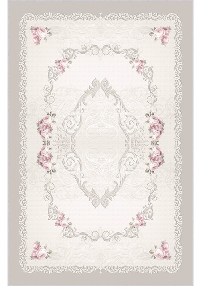 Rovigo Home Dijital Baskı Yıkanabilir Kaymaz Taban Salon Halısı Rvg0661 Krem