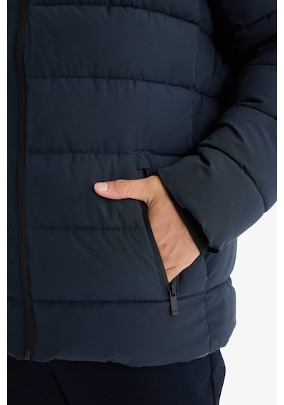 Defacto Su İtici Slim Fit Dar Kesim Astarlı Kapüşonlu Fermuarlı Cepli Dolgulu Mont R0216az25aunv64 Lacivert-nv64