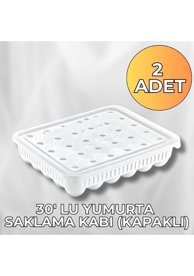 2 Adet Yumurta Saklama Kabı 30'lu, Steril Yumurtalık, Kapaklı Yumurta Organizeri Çok Renkli