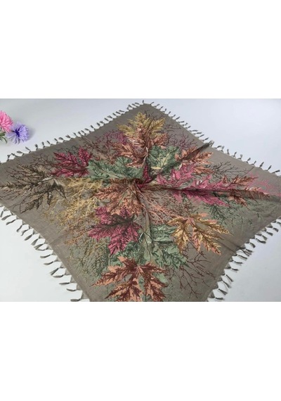 Beyce Cotton Sökme Boncuklu Desenli Tülbent 06439 Vizon