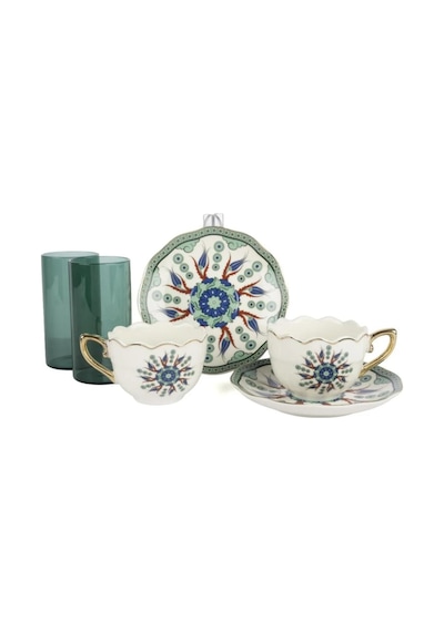Verde Mosaic 2li Kahve Ve Su Seti 90ml-7868 Çok Renkli