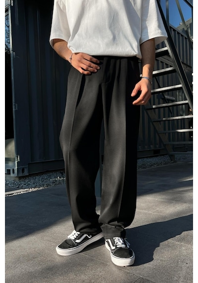 Flaw Smart Casual Siyah Kumaş Pantolon-siyah Siyah