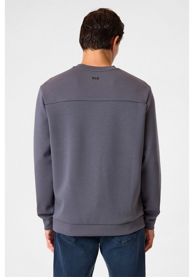 Backandbond Regular Fit Bisiklet Yaka Gri Sweatshirt