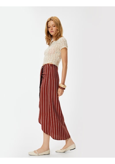 Koton Koton X Melis Ağazat - Midi Boy Sarong Etek Kruvaze Asimetrik Slim Fit Kahverengi Çizgili 4sak70227ew Kahve Çizgili Kahve Koton Koton X Melis Ağazat - Midi Boy Sarong Etek Kruvaze Asimetrik Slim Fit Kahverengi Çizgili 4sak70227ew Kahve Çizgili Kahve