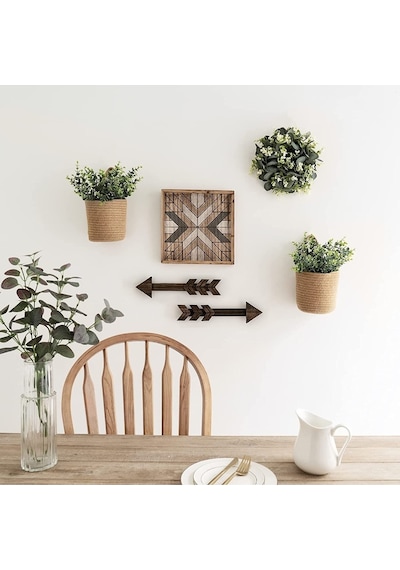 Mavaux Dekoratif Ikili Jüt Saplı Hasır Sepet Duvar Saksı 20cm X 20cm, Jüt Bej Saksılık, Dekoratif Havluluk Jüt