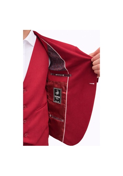 Erkek 3 Parça Slim Fit Takım Elbise Klasik Likralı Kumaş, Tek Düğme, Çift Yırtmaçlı Modern Kesim Ceket Yelek Pantolon Bordo Erkek 3 Parça Slim Fit Takım Elbise Klasik Likralı Kumaş, Tek Düğme, Çift Yırtmaçlı Modern Kesim Ceket Yelek Pantolon Bordo