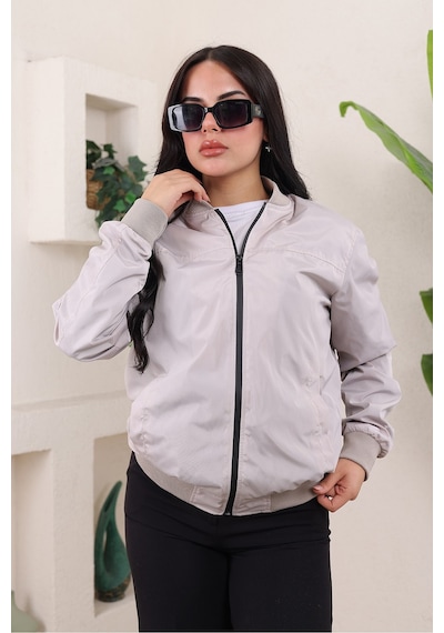 Bomber Kolej Su Geçirmez Ceket Krem Bndk