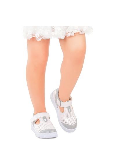 Kiko Kids Kız Çocuk Günlük Ayakkabı Arz 2324 Beyaz - Gümüş