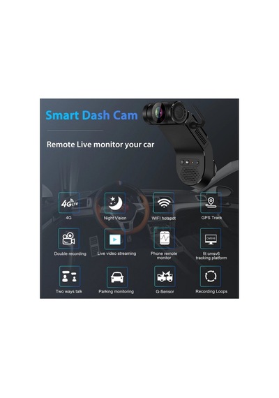 4g Sim Kart Girişli Araç İçi Kamera Ön Ve İç Kamera 1080p Fhd Gps Panik Butonu Anlık Takip Taksi Tır
