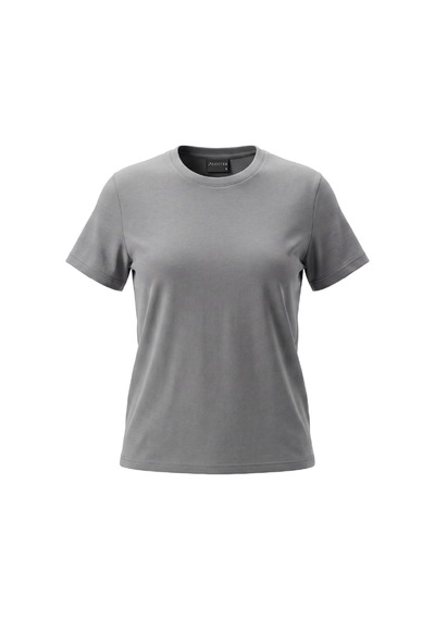 Goffra Kadın Vision Bisiklet Yaka Premium Kalite Yoğun Dokulu Pamuklu T-shirt Koyu Gri W101-r0220-04