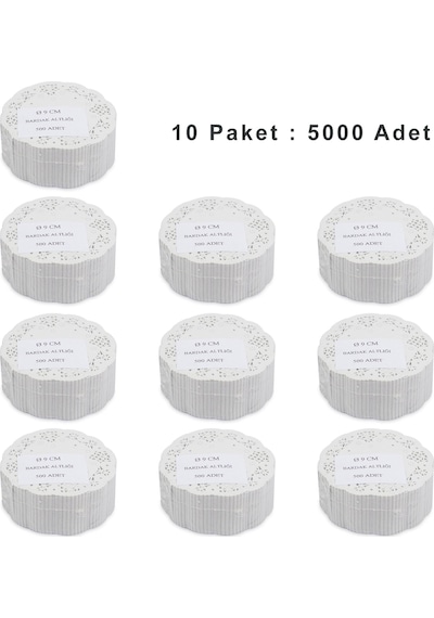 Kağıt Bardak Altlığı - Çay Bardağı Kağıt Altlığı - 10 Adet 500'Lü Beyaz