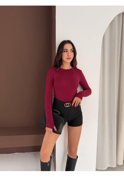 Elaxi Kadın Bisiklet Yaka Uzun Kollu Parmak Geçme Detaylı Altı Çıtçıtlı Full Likralı Buzzy Body Bordo Elaxi Kadın Bisiklet Yaka Uzun Kollu Parmak Geçme Detaylı Altı Çıtçıtlı Full Likralı Buzzy Body Bordo