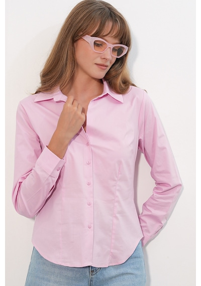 Bigdart Kadın Klasik Yaka Basic Gömlek 20398 - Pembe