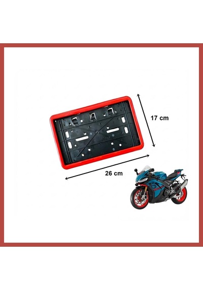 Bezos Çerçeveli Dikdörtgen Plakalık Plaka Altlığı Kırmızı 26x17cm 1 Adet Erdotıca