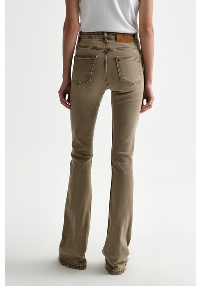Açelyaokcu High Waist Flare Leg Full Length Stretch Jean Bej