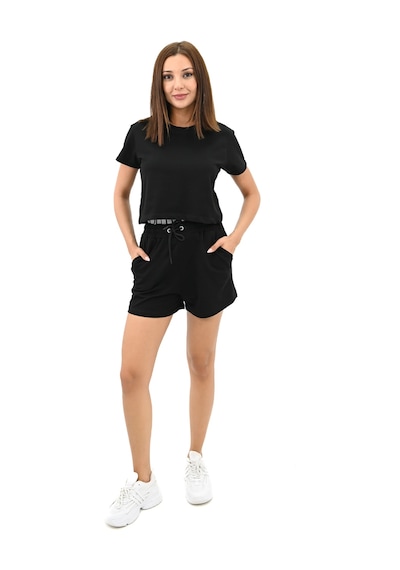 Koza Butik Kadın Kısa Kollu Lastik Baskı Detaylı Şort Takım 4093-25 001
