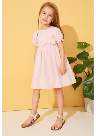 Esila Kids Kız Çocuk Elibse Flam Pamuk İnce Yazlık Elbise Pembe