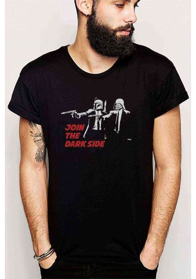 Join The Dark Side Baskılı Siyah Erkek Tshirt