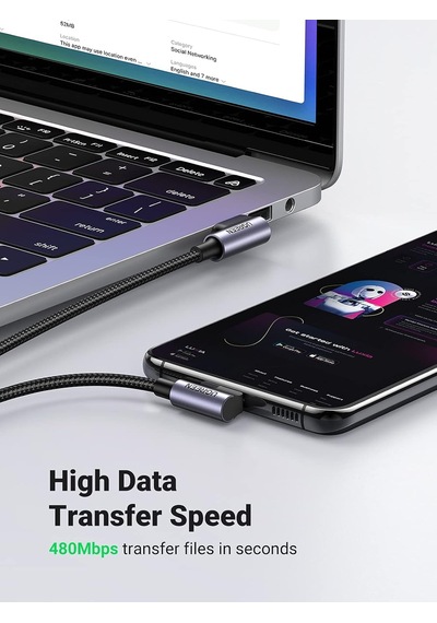 Usb To Type-c 90 Derece Şarj Ve Data Kablosu 2 Metre