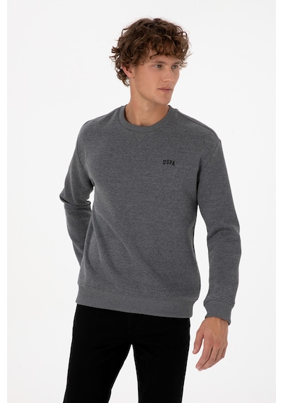 U.S. Polo Assn. Erkek Comfort Fit Bisiklet Yaka Şardonlu Antrasit Melanj Basic Sweatshirt 50313757-VR081