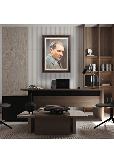 Çerçeveli Deri Atatürk Tablosu 9 Çerçeveli Tablo 61x81 Cm Diğer