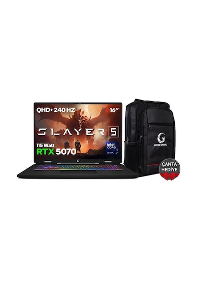 Game Garaj Slayer5 7-5070 -C6 Intel Ultra 7 255hx 32 GB 1 TB SSD RTX5070 16" Free Dos Dizüstü Bilgisayar