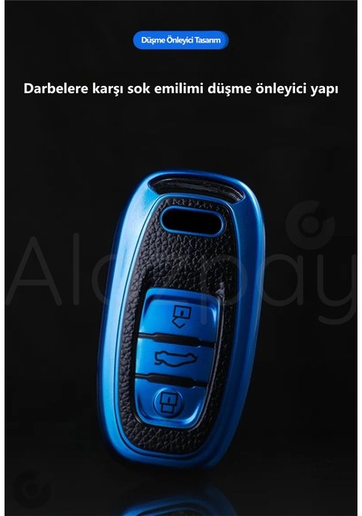 Audi A1 A3 A4 A5 A6 A7 A8 Q3 Q5 Q7 S4 S5 S6 S7 S8 R8 Tt Deri Görünüm Tpu Anahtar Kılıfı Yeşil