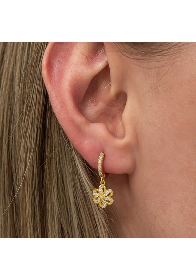 Stillove Gümüş Sallantılı Gold Çiçek Kadın Küpe T8816 Gold