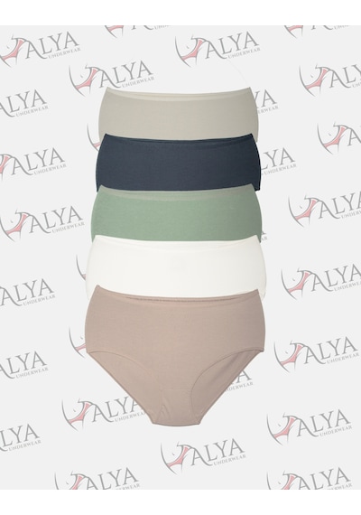Alya Underwear Kadın Büyük Beden Külot Battal Full Brief, Yüksek Bel 5xl, 6xl, 7xl 5 Farklı Renk 1 Pakette P09