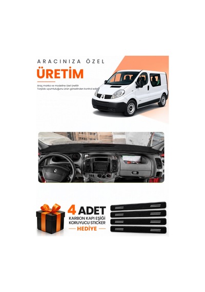 Renault Trafic 2004-2010 Uyumlu Torpido Koruma Örtüsü Oto Kılıfı - Siyah