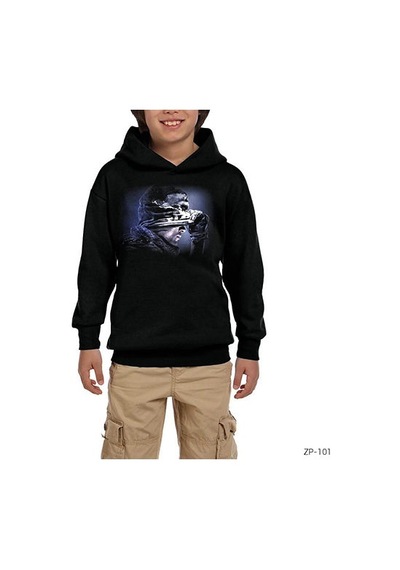 Zepplin Giyim Call Of Duty Ghosts Siyah Çocuk Kapşonlu Sweatshirt