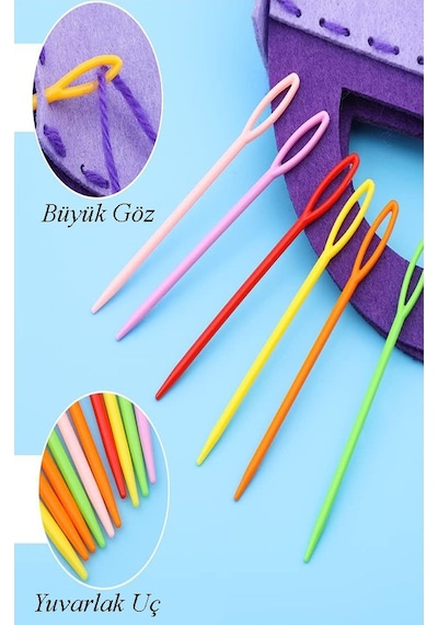 Renkli Plastik Çuvaldız Yün İğnesi 24 Cm 20 Adet Plastik Dikiş İğnesi Yün Örgü Dikme İplik İğne Dokuma İğnesi