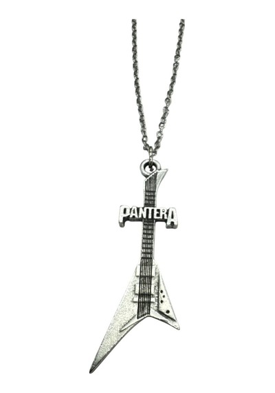 Pantera Grubu Elektro Gitar Figürlü Kolye 60 Cm Unisex Metal Aksesuar - Heavy Metal Tarz Takı Çok renkli