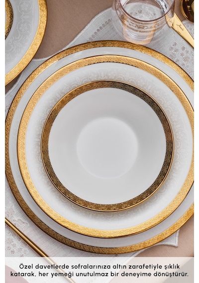 Karaca  Royal Bone Charlotte 55 Parça 12 Kişilik Yemek Takımı Gold