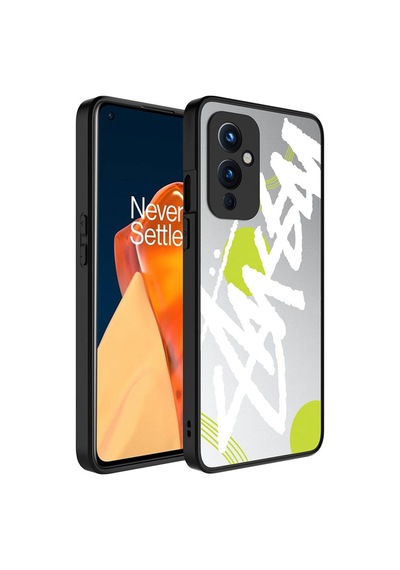 One Plus 9 Kılıf Aynalı Desenli Kamera Korumalı Parlak Zore Mirror Kapak Yazı