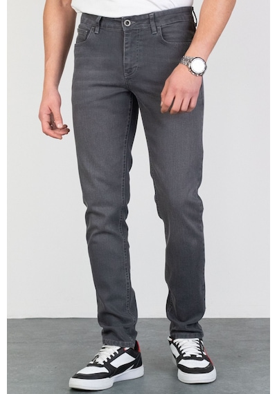 Erkek Koyu-Gri Slim Fit Dar Kesim Esnek Likralı Denim Jeans Kot P (492074509)