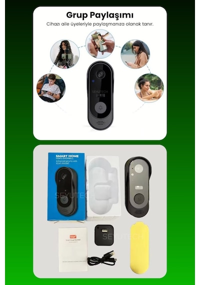 Harvox Wi-fi Kameralı Kapı Zili 1080p Akıllı Kablosuz Görüntülü Güvenlik Kamerası, 170 Geniş Açı, Uzaktan Kontrol