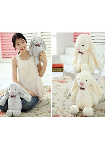 Uyku Arkadaşım Papyonlu Uzun Kulak Bunny Peluş Tavşan 65 Cm Lila